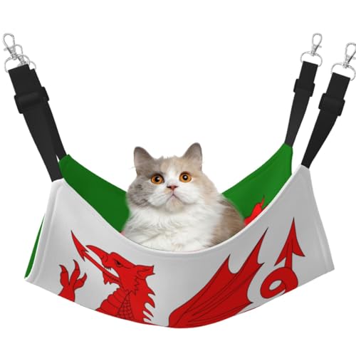KIRROWE Flag of Wales, wendbare Katzenhängematte, doppelseitige Haustierkäfig-Hängematte, Hängebett, Ruheunterlage für kleine Tiere KIRROWE Flag of Wales, wendbare Katzenhängematte, doppelseitige Haustierkäfig-Hängematte, Hängebett, Ruheunterlage für kleine Tiere von KIRROWE