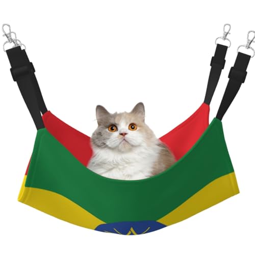 KIRROWE Flagge von Äthiopien, wendbare Katzen-Hängematte, doppelseitig, Haustierkäfig-Hängematte, Hängebett, Ruheunterlage für Kleintiere und Haustiere KIRROWE Flagge von Äthiopien, wendbare Katzen-Hängematte, doppelseitig, Haustierkäfig-Hängematte, Hängebett, Ruheunterlage für Kleintiere und Haustiere von KIRROWE