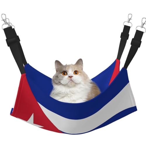 KIRROWE Kubanische Flagge, wendbare Katzen-Hängematte, doppelseitige Haustierkäfig-Hängematte, Hängebett, Ruheunterlage für kleine Tiere KIRROWE Kubanische Flagge, wendbare Katzen-Hängematte, doppelseitige Haustierkäfig-Hängematte, Hängebett, Ruheunterlage für kleine Tiere von KIRROWE