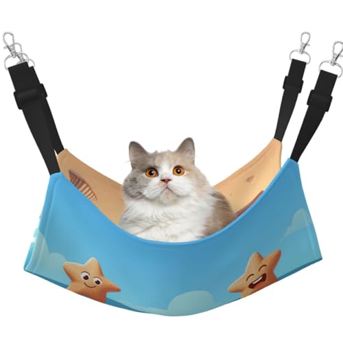 KIRROWE Niedliche Seestern-Wende-Katzen-Hängematte, doppelseitig, Haustierkäfig-Hängematte, Hängebett, Ruheunterlage für kleine Tiere KIRROWE Niedliche Seestern-Wende-Katzen-Hängematte, doppelseitig, Haustierkäfig-Hängematte, Hängebett, Ruheunterlage für kleine Tiere von KIRROWE