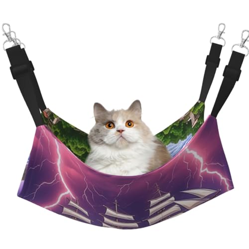 KIRROWE The Giant Wheel Under Lightning Reversible Cat Hanging Hammock-Double-Sided Pet Cage Hammock Hanging Bed Resting Sleepy Pad for Small Animals Pets KIRROWE The Giant Wheel Under Lightning Reversible Cat Hanging Hammock-Double-Sided Pet Cage Hammock Hanging Bed Resting Sleepy Pad for Small Animals Pets von KIRROWE