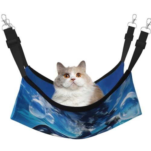 KIRROWE The Killer Whale in The Sea Reversible Cat Hanging Hammock-Double-Sided Pet Cage Hammock Hanging Bed Resting Sleepy Pad for Small Animals Pets von KIRROWE