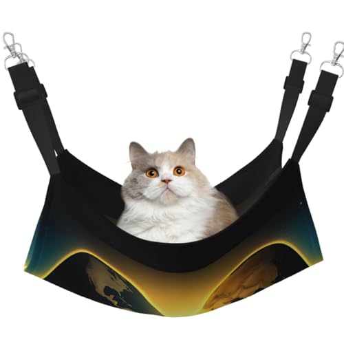 KIRROWE The Light of the Earth Wende-Katzen-Hängematte, doppelseitig, Haustierkäfig-Hängematte, Hängebett, Schlafunterlage für kleine Tiere von KIRROWE