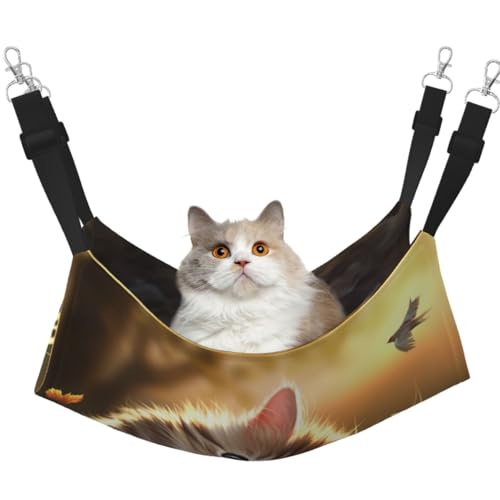 KIRROWE The Thinking Cat Reversible Cat Hanging Hammock-Double-Sided Pet Cage Hammock Hanging Bed Resting Sleepy Pad for Small Animals Pets KIRROWE The Thinking Cat Reversible Cat Hanging Hammock-Double-Sided Pet Cage Hammock Hanging Bed Resting Sleepy Pad for Small Animals Pets von KIRROWE