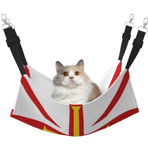 KIRROWE Wendbare Katzenhängematte, Flagge der Guernsey-Inseln, doppelseitige Haustierkäfig-Hängematte, Hängebett, Ruheunterlage für kleine Tiere KIRROWE Wendbare Katzenhängematte, Flagge der Guernsey-Inseln, doppelseitige Haustierkäfig-Hängematte, Hängebett, Ruheunterlage für kleine Tiere von KIRROWE
