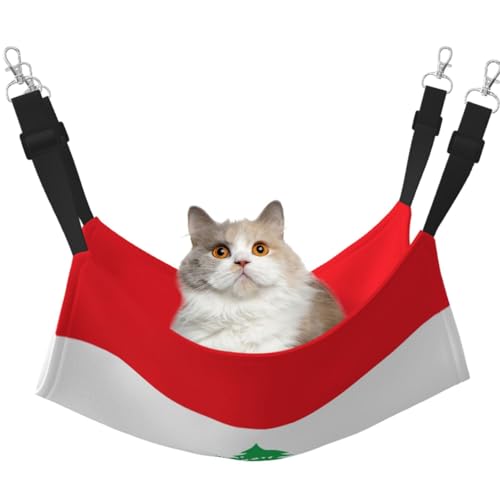 KIRROWE Wendbare Katzenhängematte, Motiv: Flagge des Libanons, doppelseitige Haustierkäfig-Hängematte, Hängebett, Ruheunterlage für kleine Tiere KIRROWE Wendbare Katzenhängematte, Motiv: Flagge des Libanons, doppelseitige Haustierkäfig-Hängematte, Hängebett, Ruheunterlage für kleine Tiere von KIRROWE