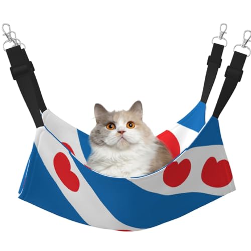 KIRROWE Wendbare Katzenhängematte, Motiv: Friesische Flagge, doppelseitige Haustierkäfig-Hängematte, Hängebett, Ruheunterlage für kleine Tiere KIRROWE Wendbare Katzenhängematte, Motiv: Friesische Flagge, doppelseitige Haustierkäfig-Hängematte, Hängebett, Ruheunterlage für kleine Tiere von KIRROWE