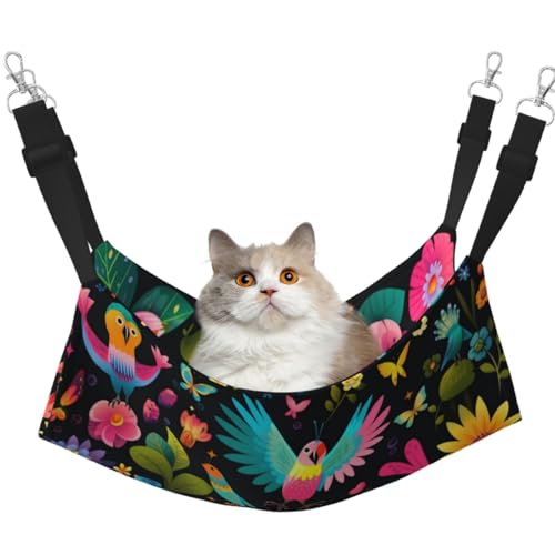 KIRROWE Wendbare Katzenhängematte, abstraktes Blumenmuster, doppelseitige Haustierkäfig-Hängematte, Hängebett, Ruheunterlage für kleine Tiere KIRROWE Wendbare Katzenhängematte, abstraktes Blumenmuster, doppelseitige Haustierkäfig-Hängematte, Hängebett, Ruheunterlage für kleine Tiere von KIRROWE