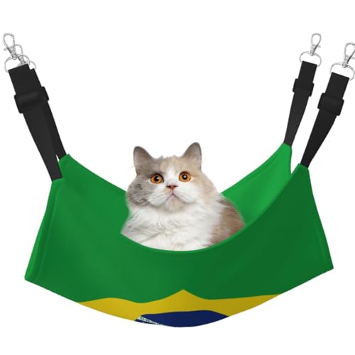 KIRROWE Wendbare Katzenhängematte, brasilianische Flagge, doppelseitige Haustierkäfig-Hängematte, Hängebett, Ruheunterlage für kleine Tiere KIRROWE Wendbare Katzenhängematte, brasilianische Flagge, doppelseitige Haustierkäfig-Hängematte, Hängebett, Ruheunterlage für kleine Tiere von KIRROWE