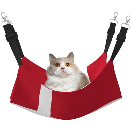 KIRROWE Wendbare Katzenhängematte, dänische Flagge, doppelseitige Haustierkäfig-Hängematte, Hängebett, Ruheunterlage für kleine Tiere KIRROWE Wendbare Katzenhängematte, dänische Flagge, doppelseitige Haustierkäfig-Hängematte, Hängebett, Ruheunterlage für kleine Tiere von KIRROWE