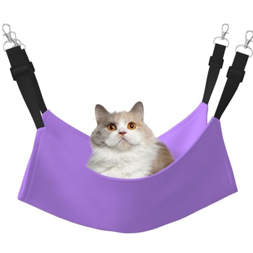 KIRROWE Wendbare Katzenhängematte, doppelseitig, Haustierkäfig-Hängematte, Hängebett, Schlafunterlage für kleine Tiere, Hellviolett KIRROWE Wendbare Katzenhängematte, doppelseitig, Haustierkäfig-Hängematte, Hängebett, Schlafunterlage für kleine Tiere, Hellviolett von KIRROWE