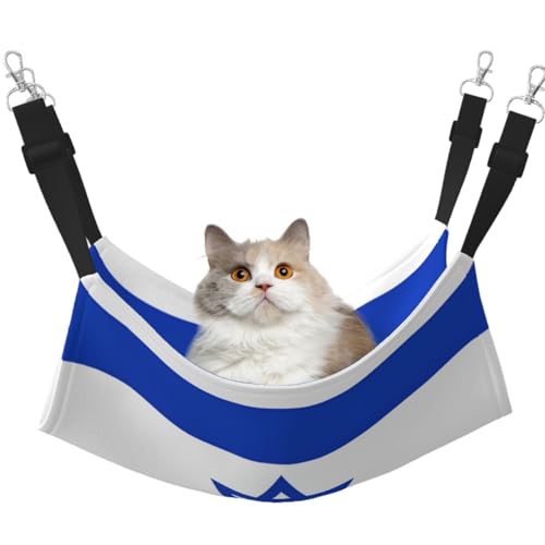 KIRROWE Wende-Katzen-Hängematte, Motiv: israelische Flagge, doppelseitig, Haustierkäfig-Hängematte, Hängebett, Schlafunterlage für kleine Tiere KIRROWE Wende-Katzen-Hängematte, Motiv: israelische Flagge, doppelseitig, Haustierkäfig-Hängematte, Hängebett, Schlafunterlage für kleine Tiere von KIRROWE