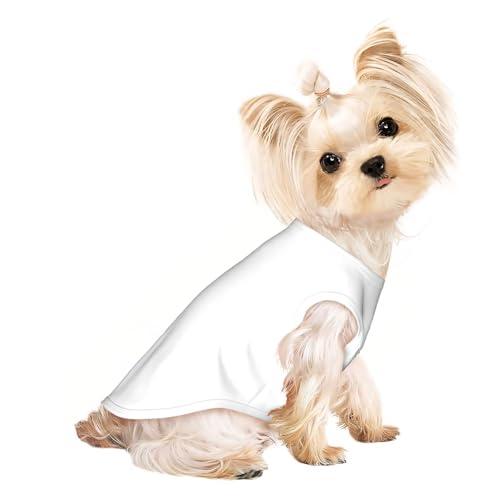 Natürliches weißes Hunde-Shirt, weich, atmungsaktiv, für Hunde, Katzen, Jungen, Mädchen, Haustier-T-Shirt, geeignet für kleine Haustiere von KIRROWE