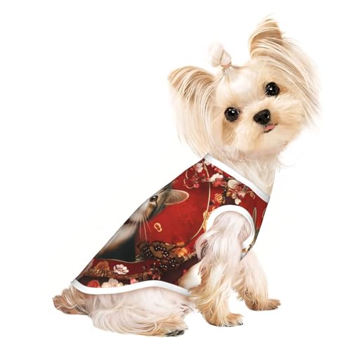 Neujahrskatzen-Hemd, weich, atmungsaktiv, für Hunde, Katzen, Jungen, Mädchen, Haustier-T-Shirt, geeignet für kleine Haustiere von KIRROWE