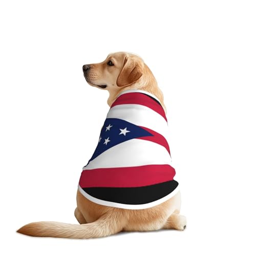 Ohio State Flag Hunde-Shirt für große und mittelgroße Hunde – atmungsaktives Haustier-T-Shirt, perfekt für den täglichen Gebrauch und besondere Anlässe von KIRROWE