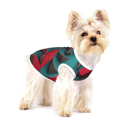 Rotes Dreiecks-Baumwoll-Hunde-Shirt, weich, atmungsaktiv, für Hunde, Katzen, Jungen, Mädchen, Haustier-T-Shirt, geeignet für kleine Haustiere von KIRROWE