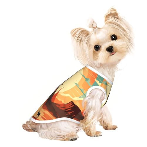 Sunset Canyon Hunde-Shirt, weich, atmungsaktiv, für Hunde, Katzen, Jungen, Mädchen, Haustier-T-Shirt, geeignet für kleine Haustiere von KIRROWE