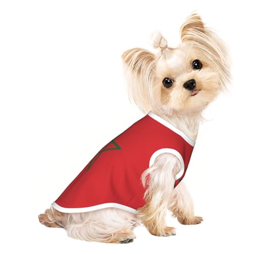 T-Shirt für kleine Hunde, weich, atmungsaktiv, Motiv: Flagge von Marokko, für Hunde, Katzen, Jungen, Mädchen, Haustier-T-Shirt, geeignet für kleine Haustiere von KIRROWE