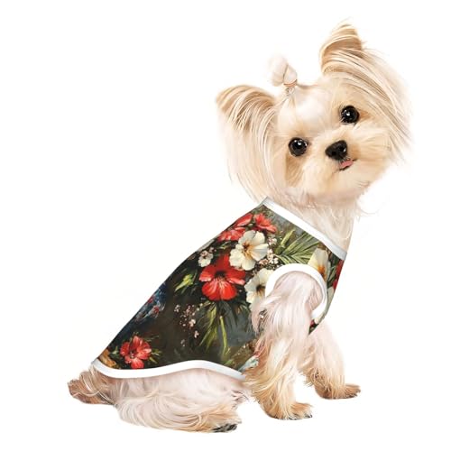 T-Shirt für kleine Hunde, weich, atmungsaktiv, mit Blumen in einer Vase, für Hunde, Katzen, Jungen, Mädchen, Haustier-T-Shirt, geeignet für kleine Haustiere von KIRROWE
