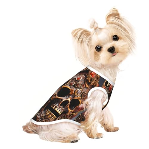 T-Shirt für kleine Hunde mit Totenkopf-Motiv, weich, atmungsaktiv, für Hunde, Katzen, Jungen, Mädchen, Haustier-T-Shirt, geeignet für kleine Haustiere von KIRROWE