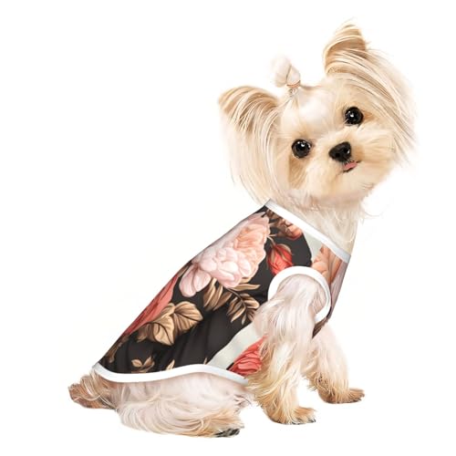 T-Shirt mit schönen Blumen auf dem Kleid, weich, atmungsaktiv, für Hunde, Katzen, Jungen, Mädchen, Haustier-T-Shirt, geeignet für kleine Haustiere von KIRROWE