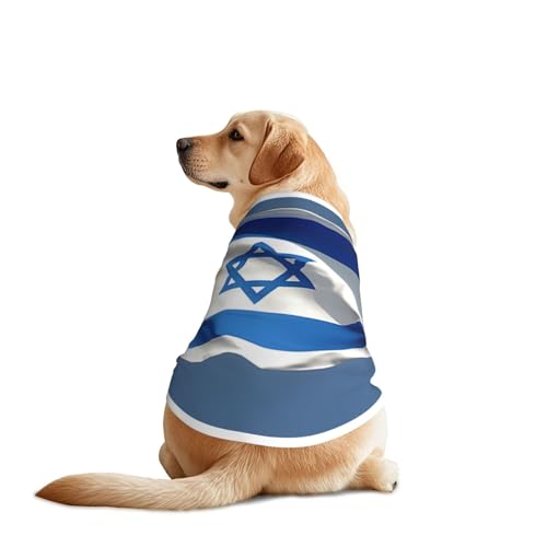 The Flattering Israelische Flagge Hunde-Shirt für große und mittelgroße Hunde, atmungsaktives Netzgewebe, perfekt für den täglichen Gebrauch und besondere Anlässe von KIRROWE