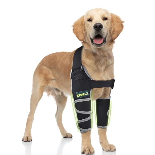 KISFLY Ellenbogenbandage für Hunde, Ellenbogen- und Schulterstütze, Dysplasie, Arthrose, Ellenbogen, Schwielen, Druckgeschwüren, Hunde-Ellenbogenschoner für bessere Erholung, mit reflektierenden von KISFLY