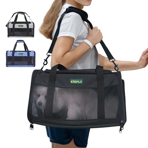Katzentoilette mit Katzentoilette, 43,2 x 27,9 x 24,1 cm, weiche Seiten, für Fluggesellschaften zugelassen, Haustierreisetasche bis zu 8,2 kg, faltbare Haustier-Tragetasche für mittelgroße Katzen, Katzentoilette mit Katzentoilette, 43,2 x 27,9 x 24,1 cm, weiche Seiten, für Fluggesellschaften zugelassen, Haustierreisetasche bis zu 8,2 kg, faltbare Haustier-Tragetasche für mittelgroße Katzen, von KISFLY