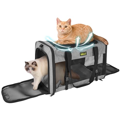 Katzentragetasche für 2 Katzen/Kätzchen, Haustier-Tragetasche für Katzen, Welpen, kleine Hunde und Kaninchen, faltbar, weiche Seiten, stabile Rahmenunterstützung, bis zu 11,3 kg, kompatibel mit Katzentragetasche für 2 Katzen/Kätzchen, Haustier-Tragetasche für Katzen, Welpen, kleine Hunde und Kaninchen, faltbar, weiche Seiten, stabile Rahmenunterstützung, bis zu 11,3 kg, kompatibel mit von KISFLY