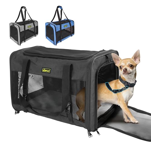 Tragetasche für kleine Hunde, Kaninchen, Katzentragetasche, weich, faltbar, Reisetasche, passend für Haustiere bis zu 11,3 kg, kompatibel mit Auto-Sicherheitsgurt, ideal für Autoreisen, kratzfestes Tragetasche für kleine Hunde, Kaninchen, Katzentragetasche, weich, faltbar, Reisetasche, passend für Haustiere bis zu 11,3 kg, kompatibel mit Auto-Sicherheitsgurt, ideal für Autoreisen, kratzfestes von KISFLY