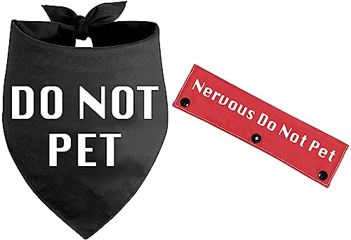 KISJO 2 Stück Do Not Pet Hundehalstuch mit roter Hundeleine (nervös, nicht haustieren), Haustier-Geburtstagsgeschenk-Set und Hundespaziergang-Zubehör für Welpen, Hunde und Hundeliebhaber, Besitzer von KISJO