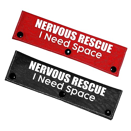 KISJO Nervous Rescue I Need Space Hundeleinenhülle mit Aufschrift "I Need Space", 2 Stück, Rot und Schwarz von KISJO