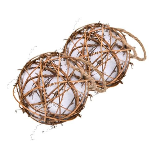 KITANDOVE 2 Stück Vogelnistmaterial, Papageienbedarf, Vogelkäfigspielzeug, Lustiges Papageienspielzeug, Käfig Hängespielzeug, Vogelkauspielzeug, Papagei Rattanball Kauspielzeug, von KITANDOVE