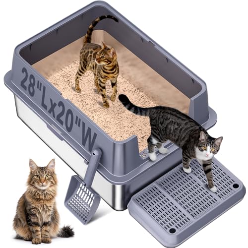 Katzentoilette aus Edelstahl mit Deckel, 71,1 cm L x 50,8 cm B, XXL extra große Katzentoilette, Metall-Klo mit hohen Seiten für große Katzen und mehrere Katzen, nimmt keine Gerüche auf Katzentoilette aus Edelstahl mit Deckel, 71,1 cm L x 50,8 cm B, XXL extra große Katzentoilette, Metall-Klo mit hohen Seiten für große Katzen und mehrere Katzen, nimmt keine Gerüche auf von KITCATY