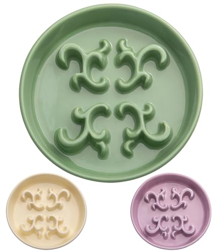 KITCHENLESTAR Slow Feeder Hundenapf, Keramik, 0,6 Tassen, Futternapf für schnelle Fresser, kleine Rassen, Puzzle-Schüssel für kleine Hunde und Katzen (grün) von KITCHENLESTAR