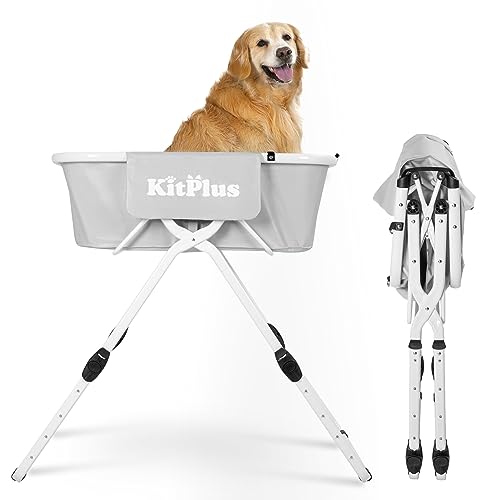 KITPLUS Erhöhte Hundebadewanne, 5 höhenverstellbare tragbare Hundewaschstation für kleine bis große Haustiere, faltbare Badewanne mit Stauraum und rutschfestem Design, Grau KITPLUS Erhöhte Hundebadewanne, 5 höhenverstellbare tragbare Hundewaschstation für kleine bis große Haustiere, faltbare Badewanne mit Stauraum und rutschfestem Design, Grau von KITPLUS