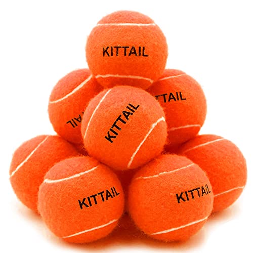KITTAIL Quietschende Tennisbälle für Hunde, 6,6 cm, interaktives Hundespielzeug, sicher, langlebig für kleine, mittelgroße und große Hunde, mit 1 wiederverwendbarer Tragetasche, Orange, 12 Stück von KITTAIL