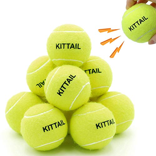 Quietschende Tennisbälle für Hunde, 6,6 cm, interaktives Hundespielzeug, sicher, langlebig für kleine, mittelgroße und große Hunde, mit 1 wiederverwendbarer Tragetasche, 12 Stück von KITTAIL