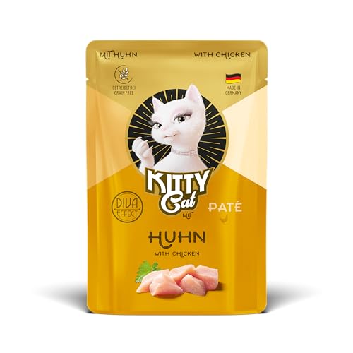 KITTY Cat Paté Huhn, 48 x 85 g (Großpackung), Nassfutter für Katzen, getreidefreies Katzenfutter mit Taurin und Lachsöl, Alleinfuttermittel mit hohem Fleischanteil, Made in Germany von KITTY Cat