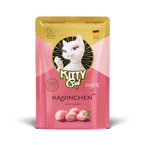 KITTY Cat Paté Kaninchen, 48 x 85 g (Großpackung), Nassfutter für Katzen, getreidefreies Katzenfutter mit Taurin und Lachsöl, Alleinfuttermittel mit hohem Fleischanteil, Made in Germany von KITTY Cat