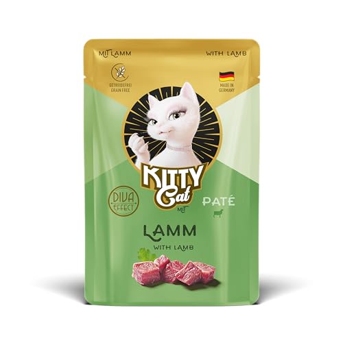 KITTY Cat Paté Lamm, 48 x 85 g (Großpackung), Nassfutter für Katzen, getreidefreies Katzenfutter mit Taurin und Lachsöl, Alleinfuttermittel mit hohem Fleischanteil, Made in Germany von KITTY Cat