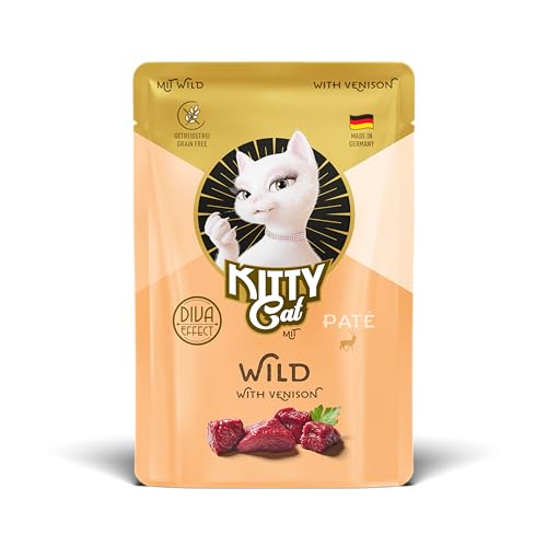 KITTY Cat Paté Wild, 48 x 85 g (Großpackung), Nassfutter für Katzen, getreidefreies Katzenfutter mit Taurin und Lachsöl, Alleinfuttermittel mit hohem Fleischanteil, Made in Germany von KITTY Cat