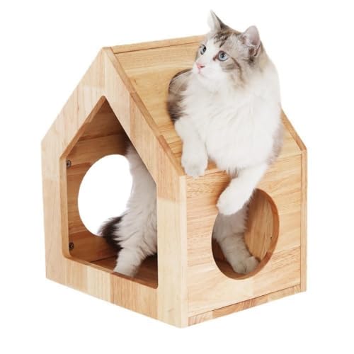 Katzenkratzbaum Kreatives, einfaches Haustiernest aus Holz, wandmontiertes Katzenhaus, Möbel, Katzenlebensraum aus Holz, Katzennest, Katzenregal Kratzbaum Katze von KIUSYX