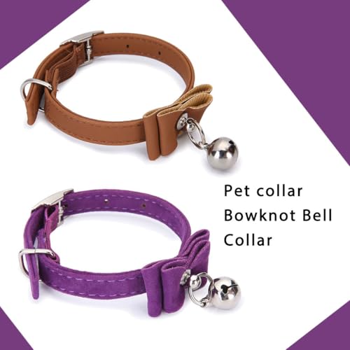 KIXZSAZ Haustier Hundehalsband mit Schleife und Glocke, verstellbare Schnallen zum Anbringen, verstellbares Leder PU Halsband für kleine Welpen und Katzen, leicht zu reinigen KIXZSAZ Haustier Hundehalsband mit Schleife und Glocke, verstellbare Schnallen zum Anbringen, verstellbares Leder PU Halsband für kleine Welpen und Katzen, leicht zu reinigen von KIXZSAZ