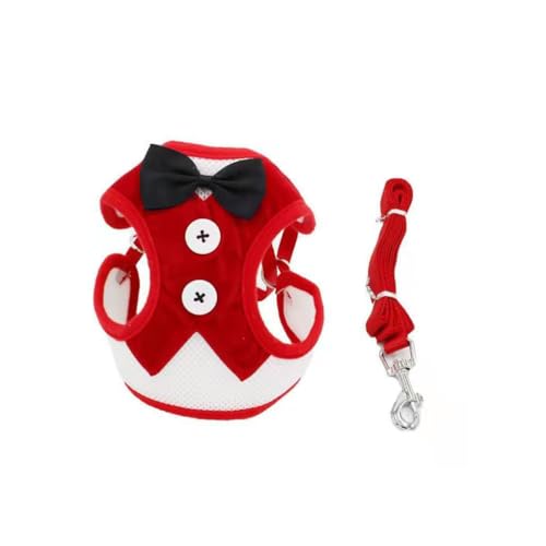 KIXZSAZ Hundegeschirr Leine Set, klein, mittelgroß, Kätzchen, Fluchtsicherer Kragen, Fliege, Anzug, verstellbar, Kabel, Haustierweste, Zubehör, Rot/L KIXZSAZ Hundegeschirr Leine Set, klein, mittelgroß, Kätzchen, Fluchtsicherer Kragen, Fliege, Anzug, verstellbar, Kabel, Haustierweste, Zubehör, Rot/L von KIXZSAZ