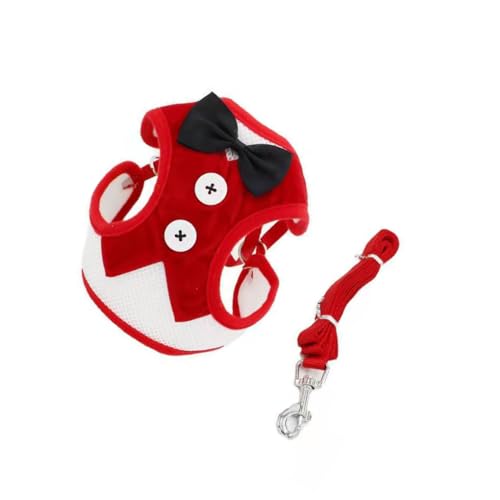 KIXZSAZ Hundegeschirr Leine Set, klein, mittelgroß, Kätzchen, Fluchtsicherer Kragen, Fliege, Anzug, verstellbar, Kabel, Haustierweste, Zubehör, Rot/S KIXZSAZ Hundegeschirr Leine Set, klein, mittelgroß, Kätzchen, Fluchtsicherer Kragen, Fliege, Anzug, verstellbar, Kabel, Haustierweste, Zubehör, Rot/S von KIXZSAZ