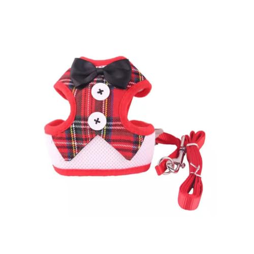 KIXZSAZ Hundegeschirr Leine Set, klein, mittelgroß, Kätzchen, Fluchtsicherer Kragen, Fliege, Anzug, verstellbar, Kabel, Haustierweste, Zubehör, Rotes Gitter/S KIXZSAZ Hundegeschirr Leine Set, klein, mittelgroß, Kätzchen, Fluchtsicherer Kragen, Fliege, Anzug, verstellbar, Kabel, Haustierweste, Zubehör, Rotes Gitter/S von KIXZSAZ