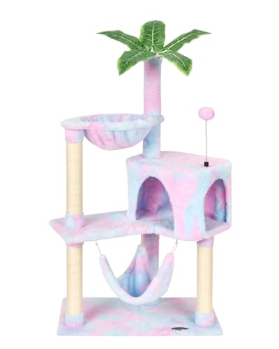 KIYUMI 26 Kratzbaum Katzenturm mit Sisal-Kratzbaum für Indoor-Katzen Katzenbaum Katzenmöbel mit Hängematte Sitzstange und Kätzchenball Spielzeug, mehrstufiges Haustier-Aktivitätszentrum, Regenbogen KIYUMI 26 Kratzbaum Katzenturm mit Sisal-Kratzbaum für Indoor-Katzen Katzenbaum Katzenmöbel mit Hängematte Sitzstange und Kätzchenball Spielzeug, mehrstufiges Haustier-Aktivitätszentrum, Regenbogen von KIYUMI