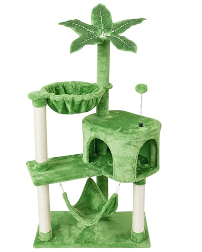 KIYUMI 26G Kratzbaum Katzenturm mit Sisal-Kratzbaum für Indoor-Katzen Katzenbaum Katzenmöbel mit Hängematte Sitzstange und Kätzchenball Spielzeug, mehrstufiges Haustier-Aktivitätszentrum, Grün KIYUMI 26G Kratzbaum Katzenturm mit Sisal-Kratzbaum für Indoor-Katzen Katzenbaum Katzenmöbel mit Hängematte Sitzstange und Kätzchenball Spielzeug, mehrstufiges Haustier-Aktivitätszentrum, Grün von KIYUMI