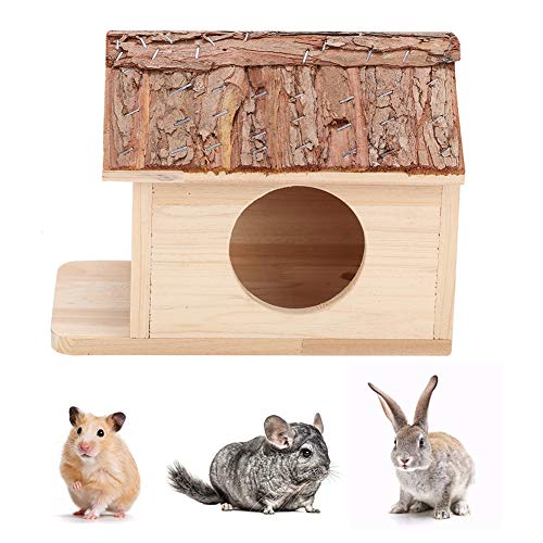 KJAOYU Geräumiges Hamster-Holznest, gemütliches und sicheres Haustier-Holzhaus für Kleintiere, idealer Hamster-Versteck für Eichhörnchen, Kaninchen, Meerschweinchen, Chinchilla von KJAOYU